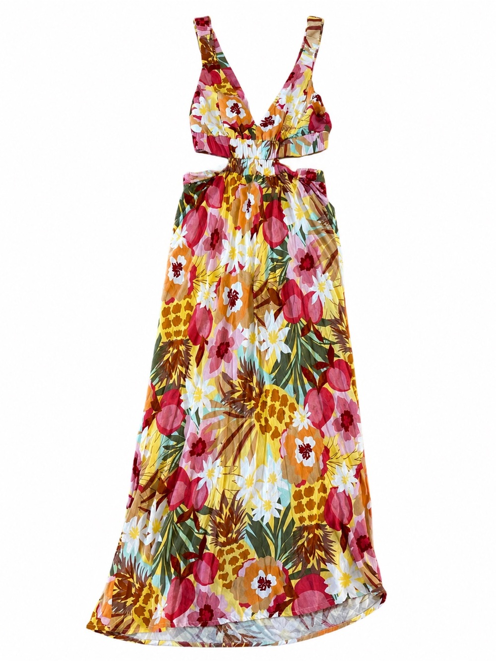 MinkPink Tropical Floral Maxi Dress Size Small Adjustable Straps Boho Resort